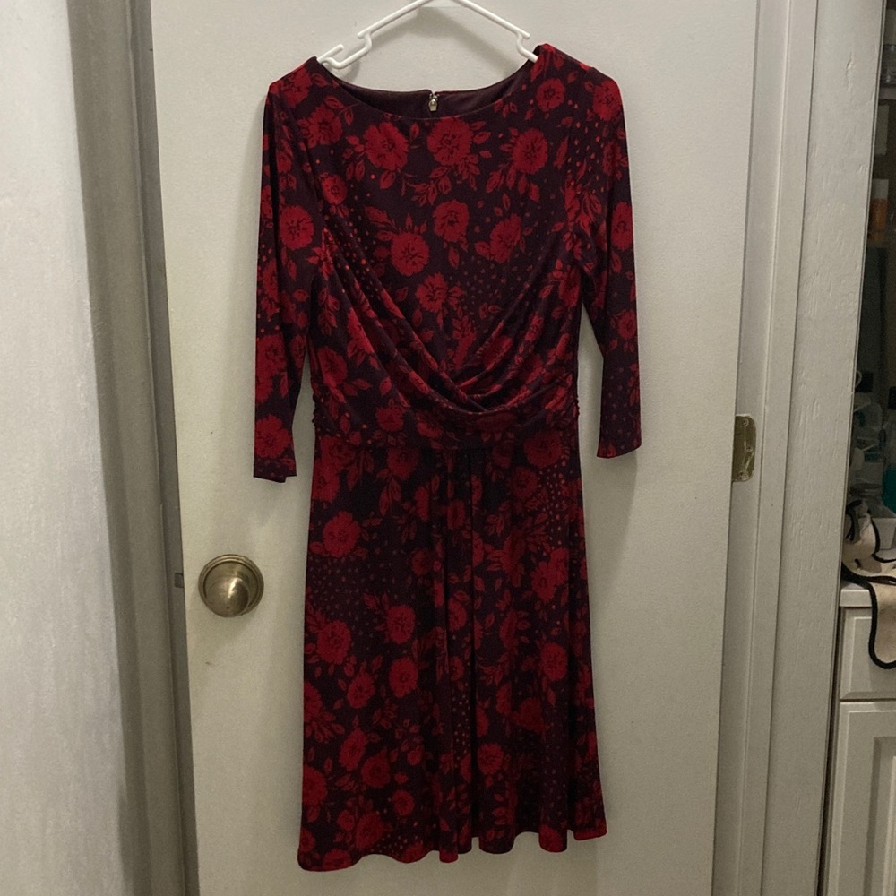 Tommy Hilfiger Red Floral Long Sleeve Dress